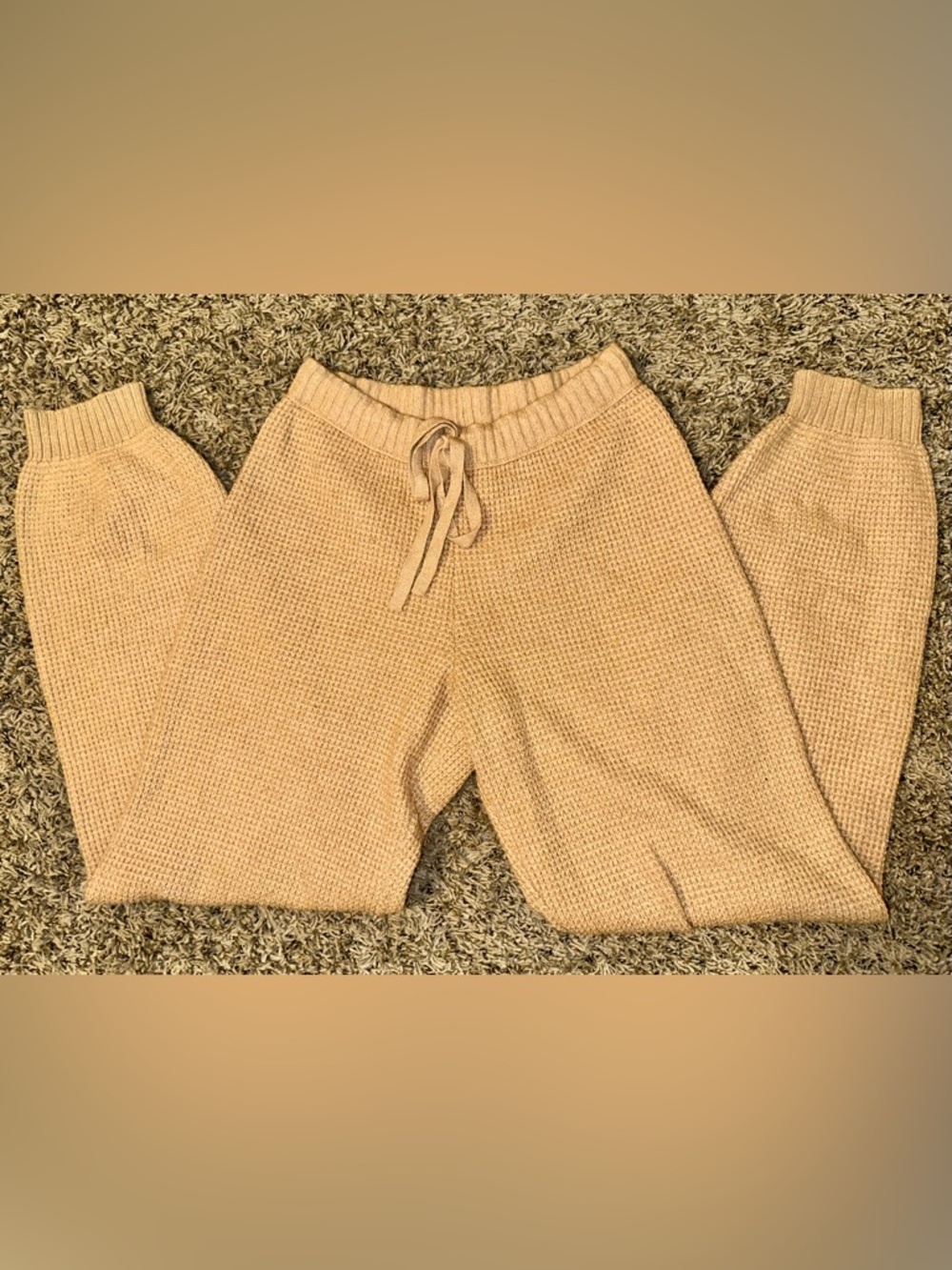 aerie Women’s Waffle-Knit Drawstring Joggers in Camel